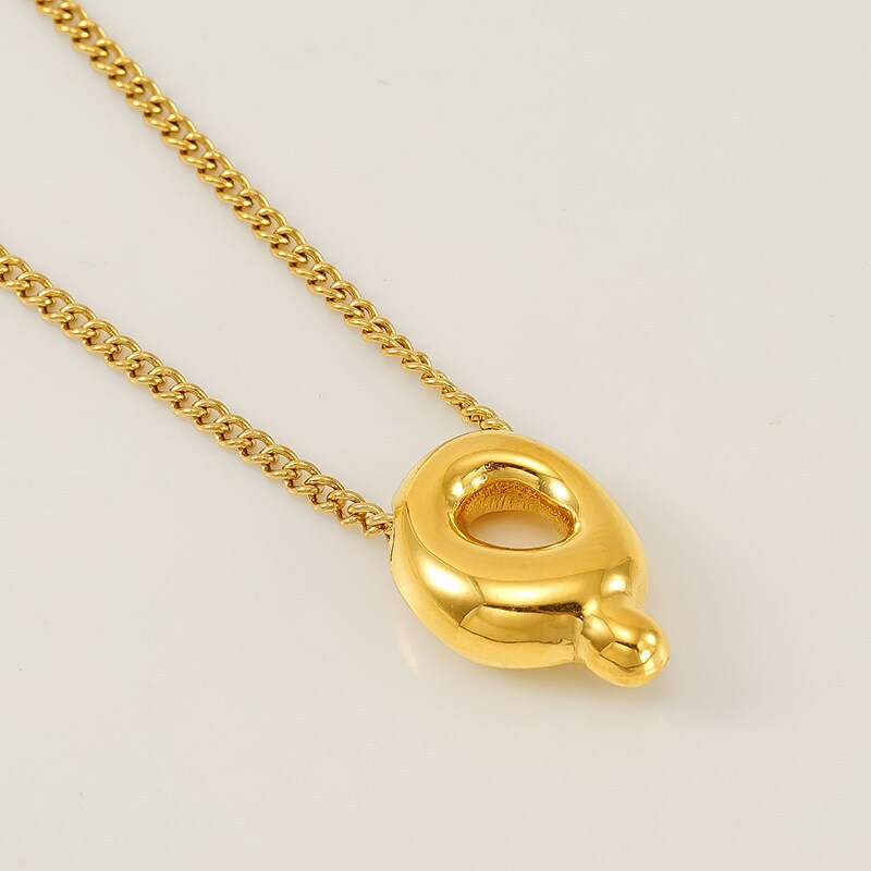 Gold color / 1 Piece Simple Series Daily Letter Q Titanium Steel 18K Gold Plated Unisex Pendant Necklaces Picture17